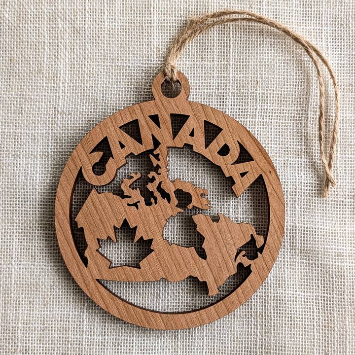 Adorno de recuerdo de Canadá / Regalo de Navidad de madera para venta al por mayor de Foxwood Gifts Canada