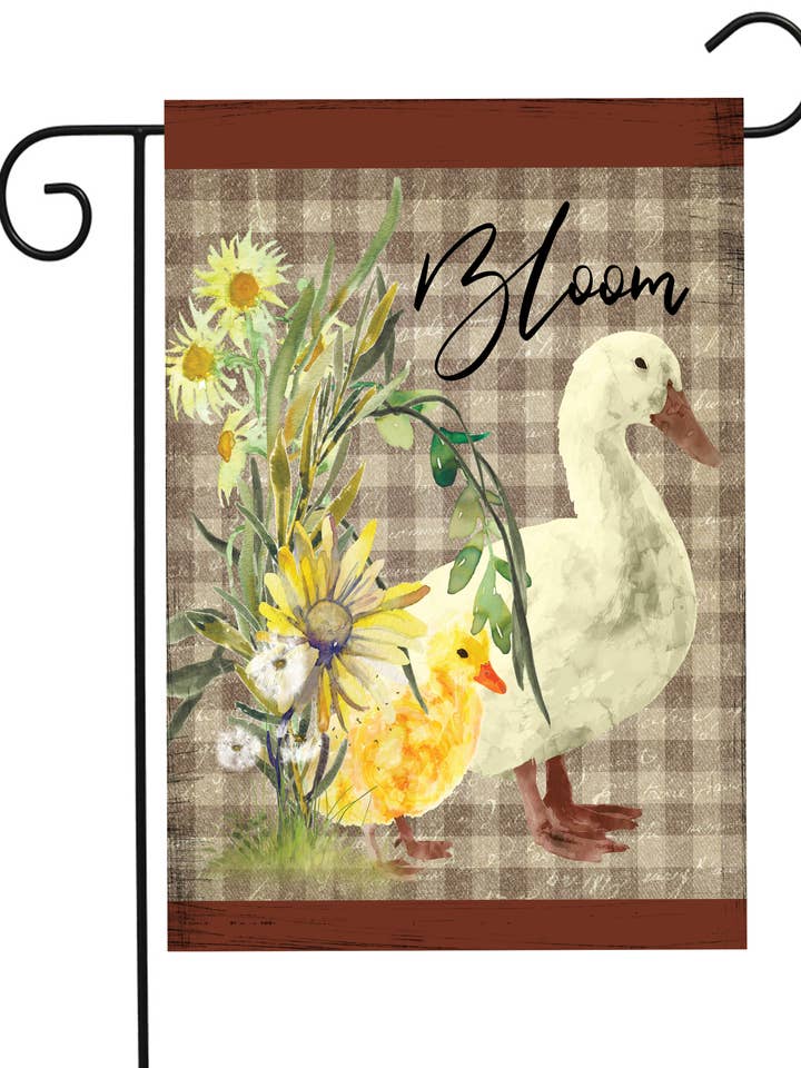 Blooms With Ducks and Flowers Garden Flag #G2211 for wholesale by Happy Cow Lawn Decor