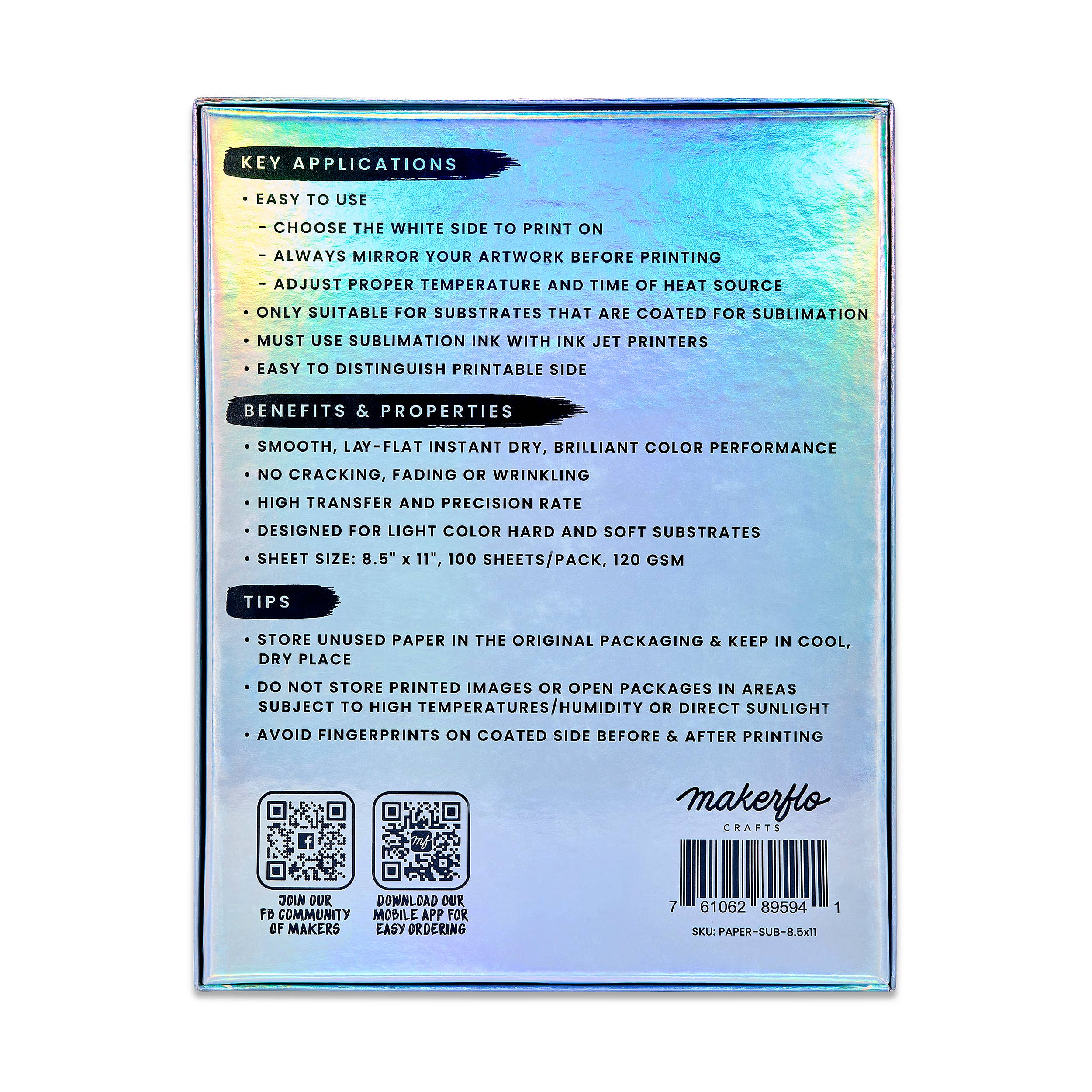 MakerFlo - Wholesale Craft Supplies - Makerflo Sublimation Paper 100 Sheets Heat Transfer Paper3