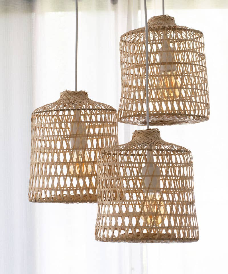 Lanna Passa - Wholesale Chandelier/Hanging Light - Woven Basket Bamboo Pendant Lights - Triple Cluster Canopy7