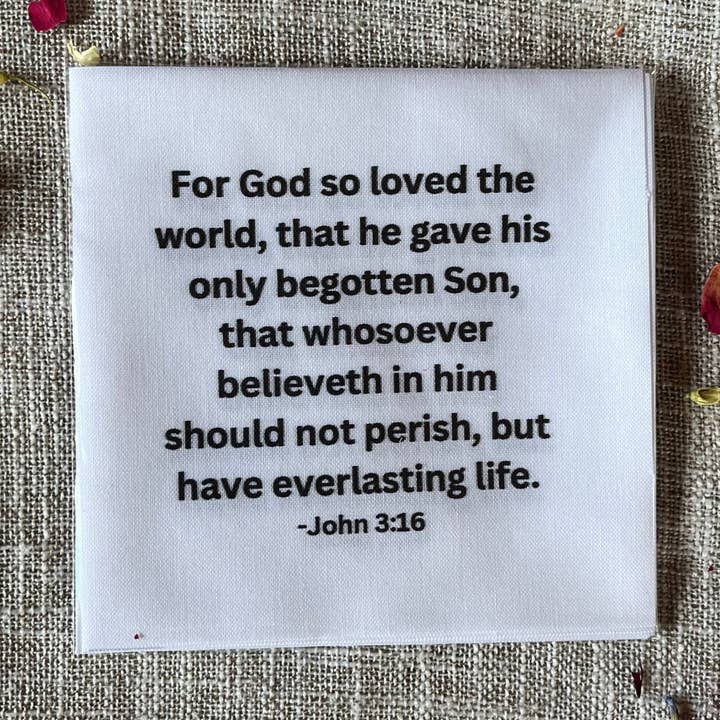 John 3:16 KJV Precut Quilt Square – Christian Cotton Fabric for Sewing & Quilting for wholesale by Carlson Homestead Quilting