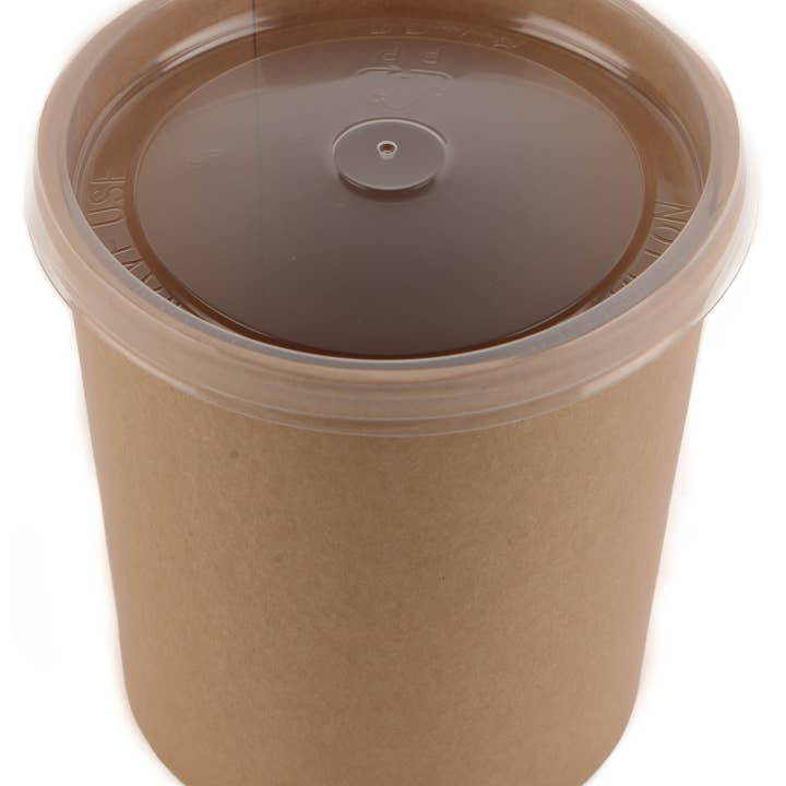 EcoQuality - Wholesale Food Storage Container - Disposable Kraft Paper Soup Containers with Plastic Lids - K