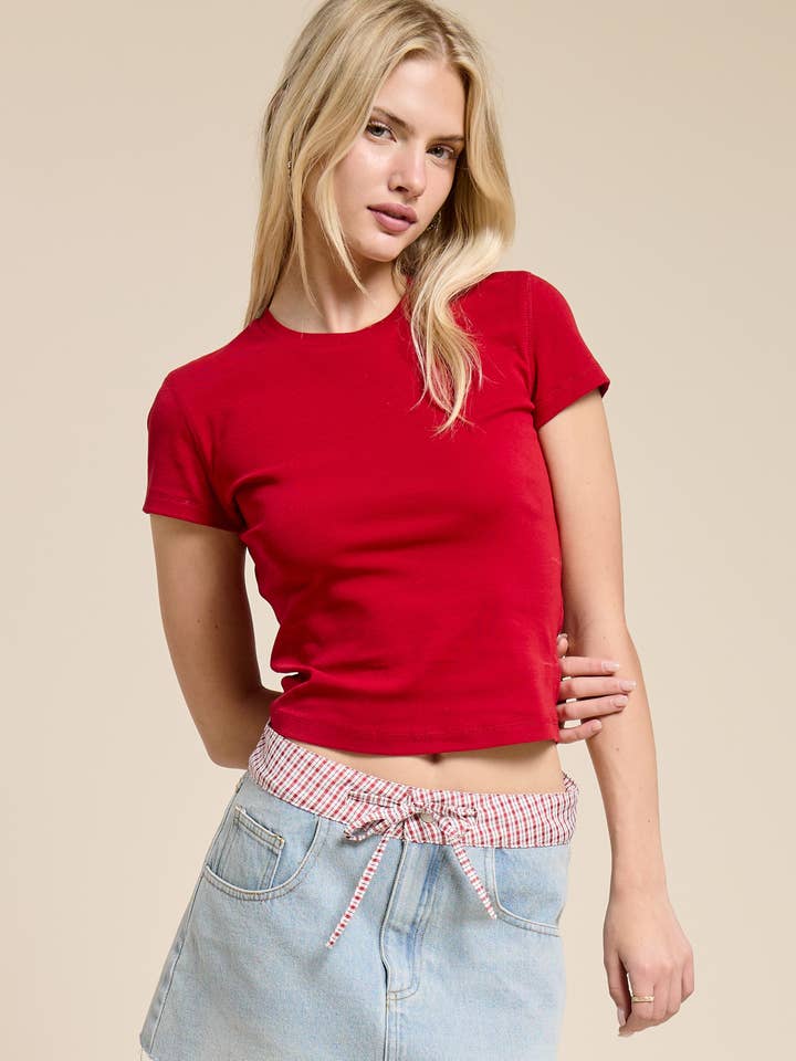 Fitted Crewneck Baby Tee for wholesale by Mimosa