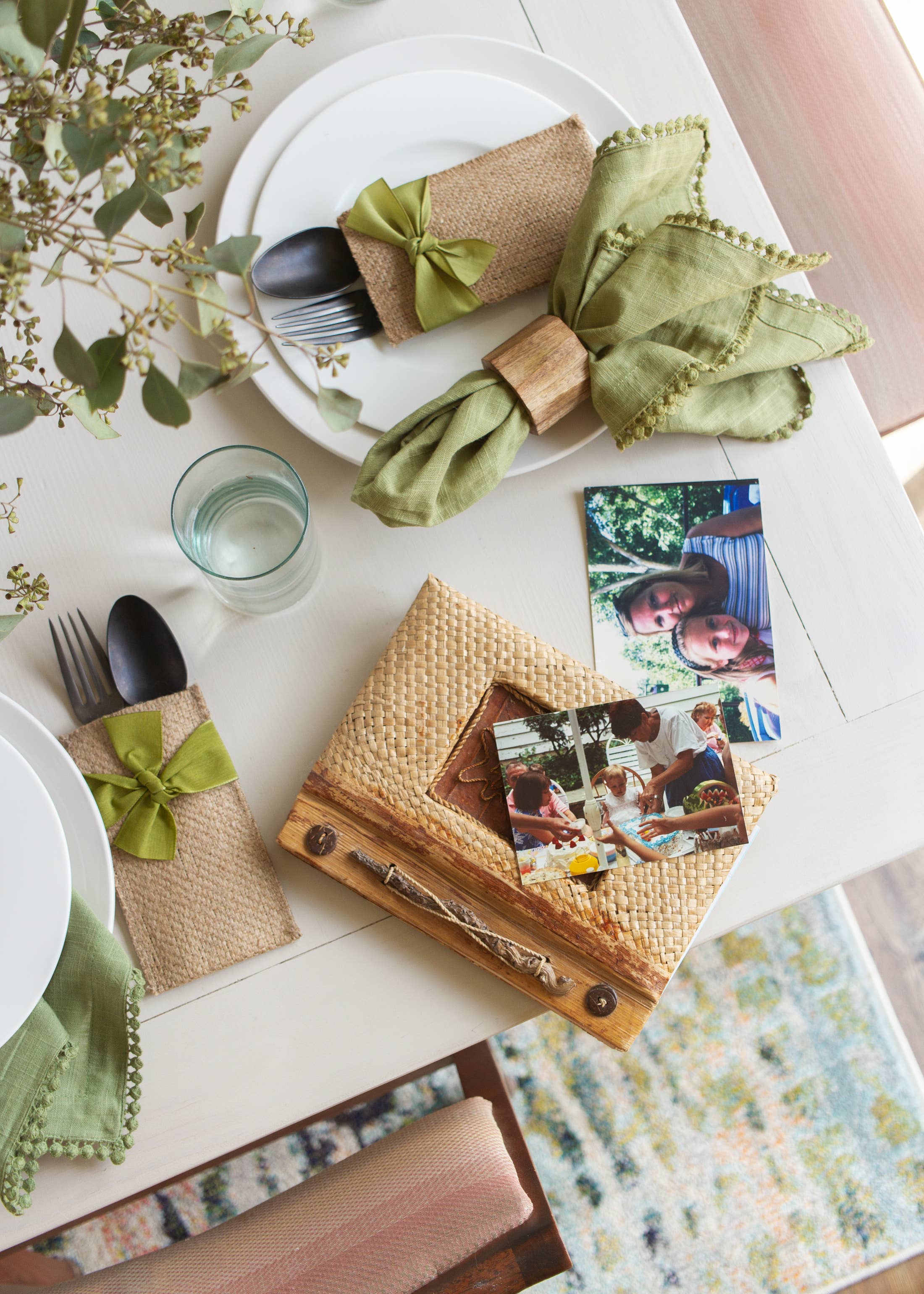 Cutlery Couture - Wholesale Dinner & Cloth Napkin - Cotton Lace Trimmed Cloth Napkin - Green - Set of 42