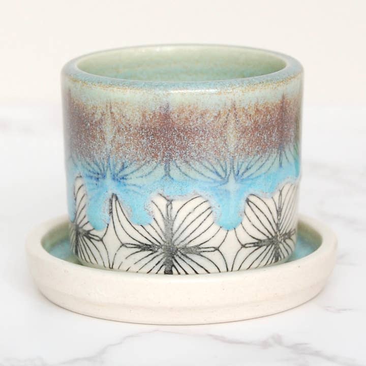 Tiny Plant Pot: Poppy Pod Print (2”) for wholesale by Compost Design