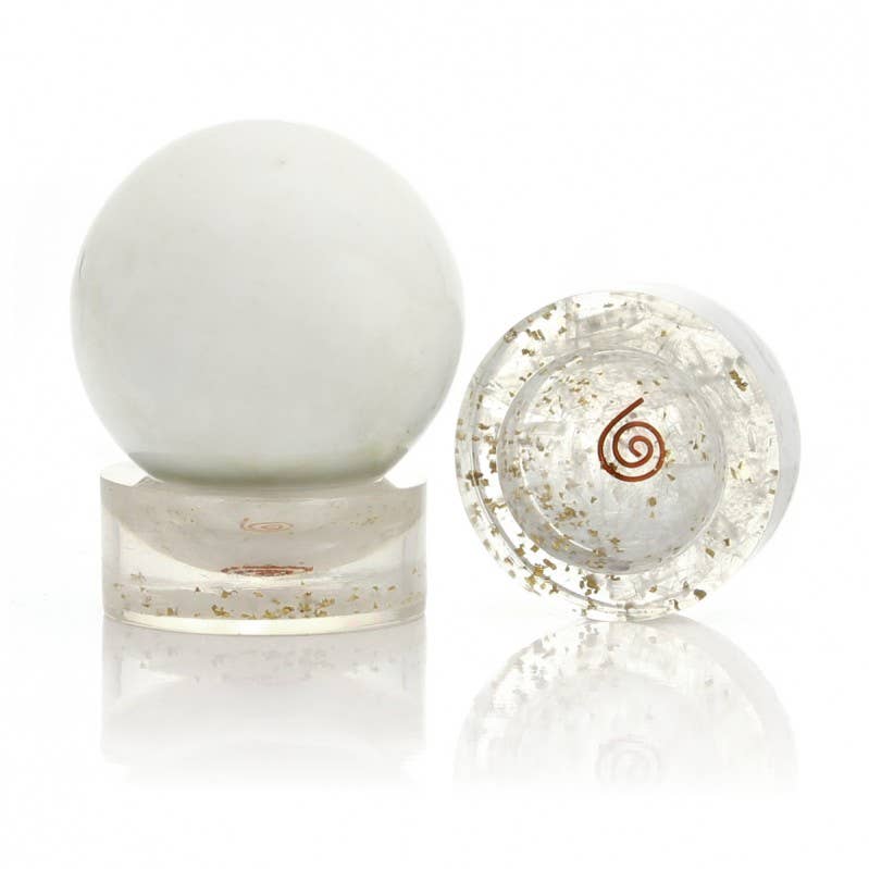 UniArt – wholesale Andlig sten/kristall – Orgonitebas för sfär med kopparspiral och stenskärvor7