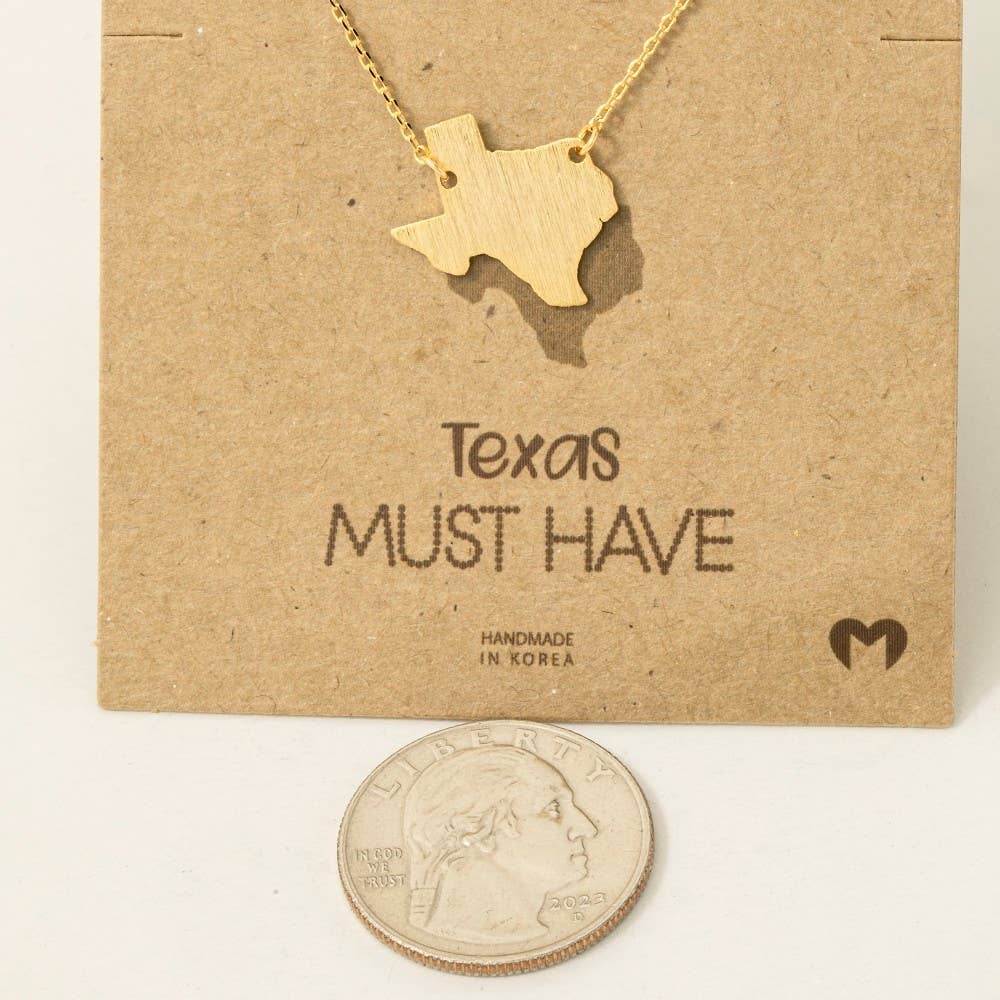 Fame Accessories - Wholesale Pendant/Charm Necklace - Gold Dipped Texas State Pendant Necklace2