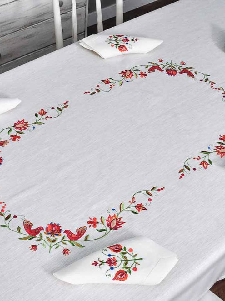 Linen Embroidered Tablecloth Premium Quality Floral 94x55'' for wholesale by Handmade Originals Ukraine