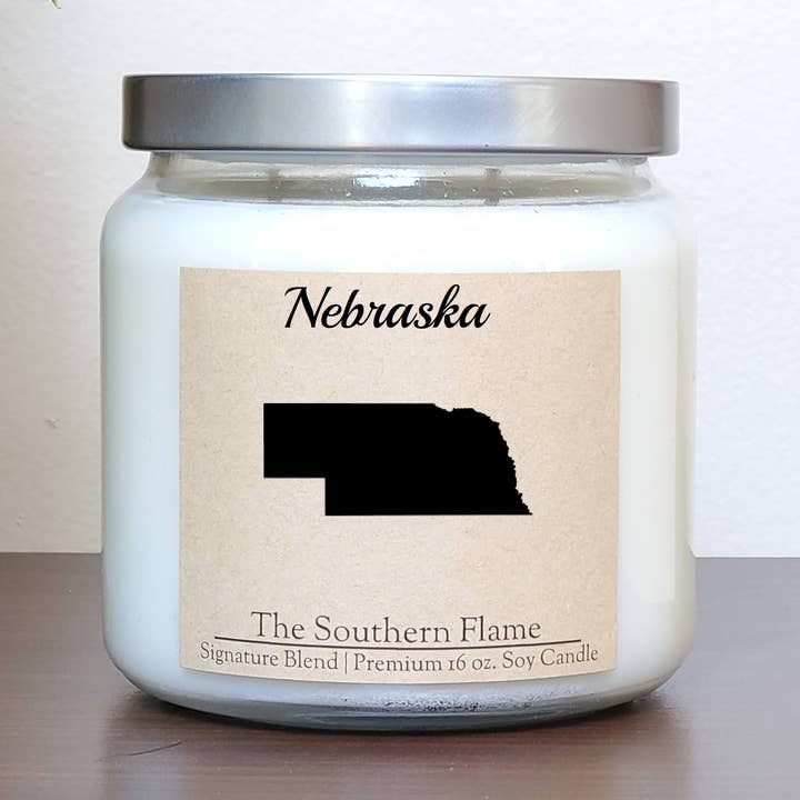 Nebraska State Candle | Homesick Candle | Long Distance Gift for wholesale by The Southern Flame