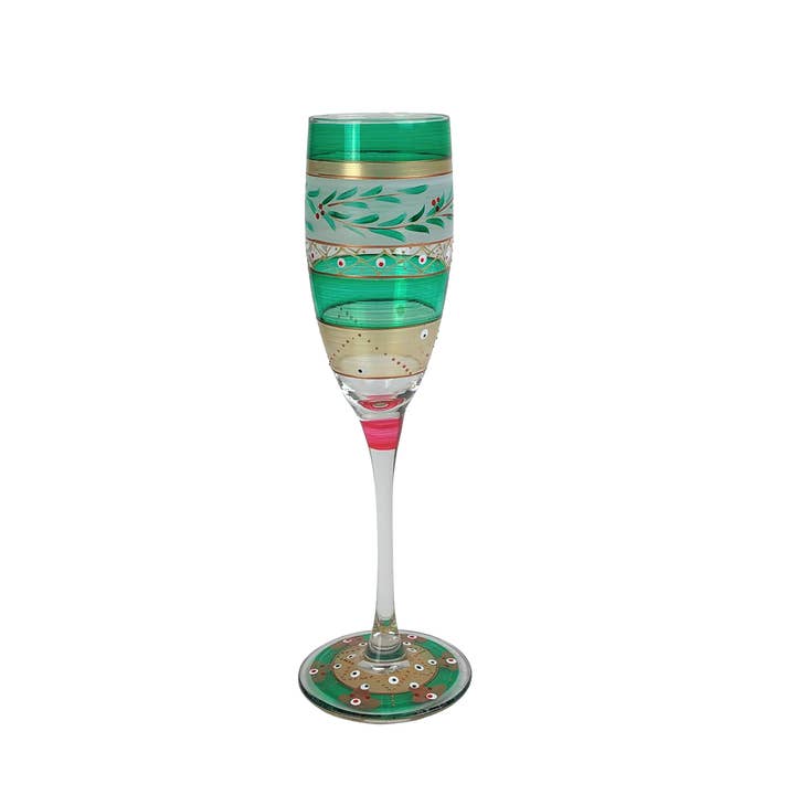 Moroccan Mosaic Garland Christmas Champagne Glasses for wholesale by Golden Hill Studio