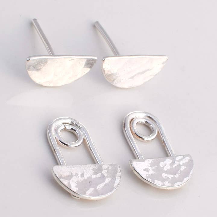 Half Moon Peekaboo Ear Jackets and Half Moon Studs Combo for wholesale by Renegade Silver