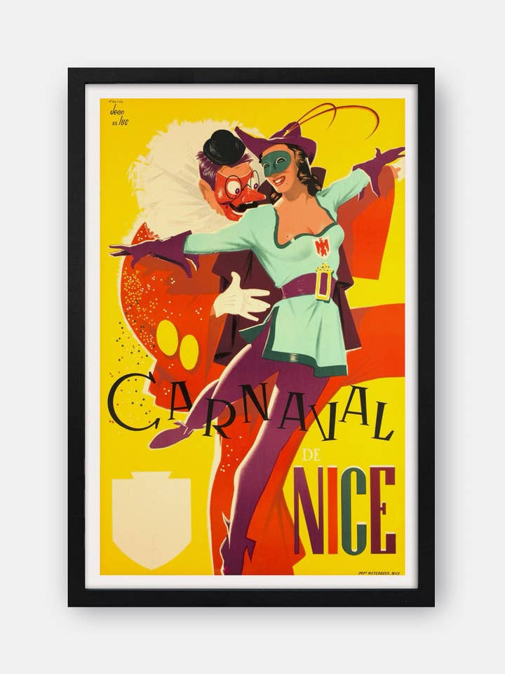 Karneval in Nizza 1955 Reiseplakat für den Großhandel von The Curious Desk