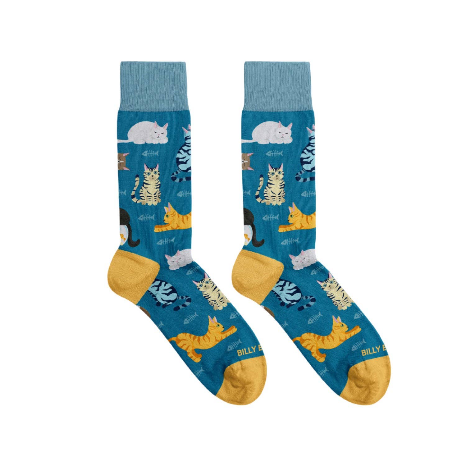 Oli Olsen – wholesale Socks – Women's – Billy Brown Socks | Women's Playing Cat Socks | Blue Socks