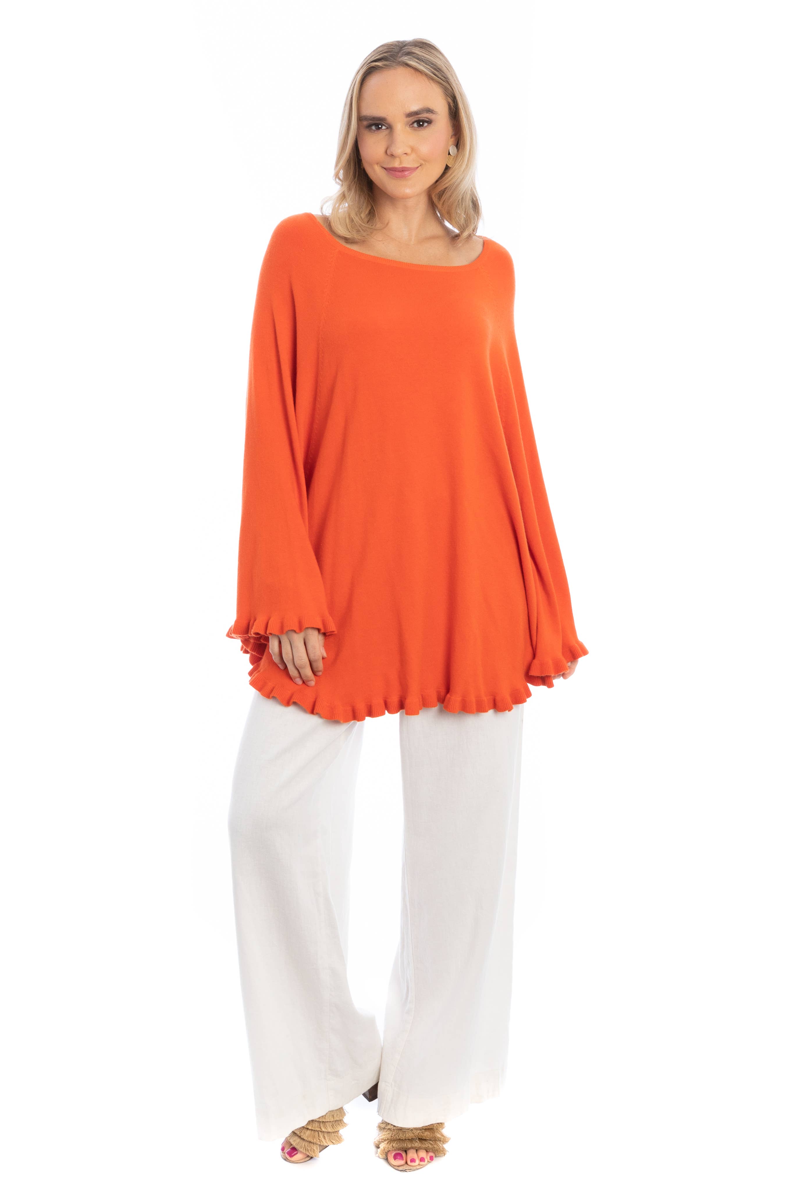 SAACHI - Wholesale Poncho - Women's - Talia Ruffled Hem Poncho Sweater19