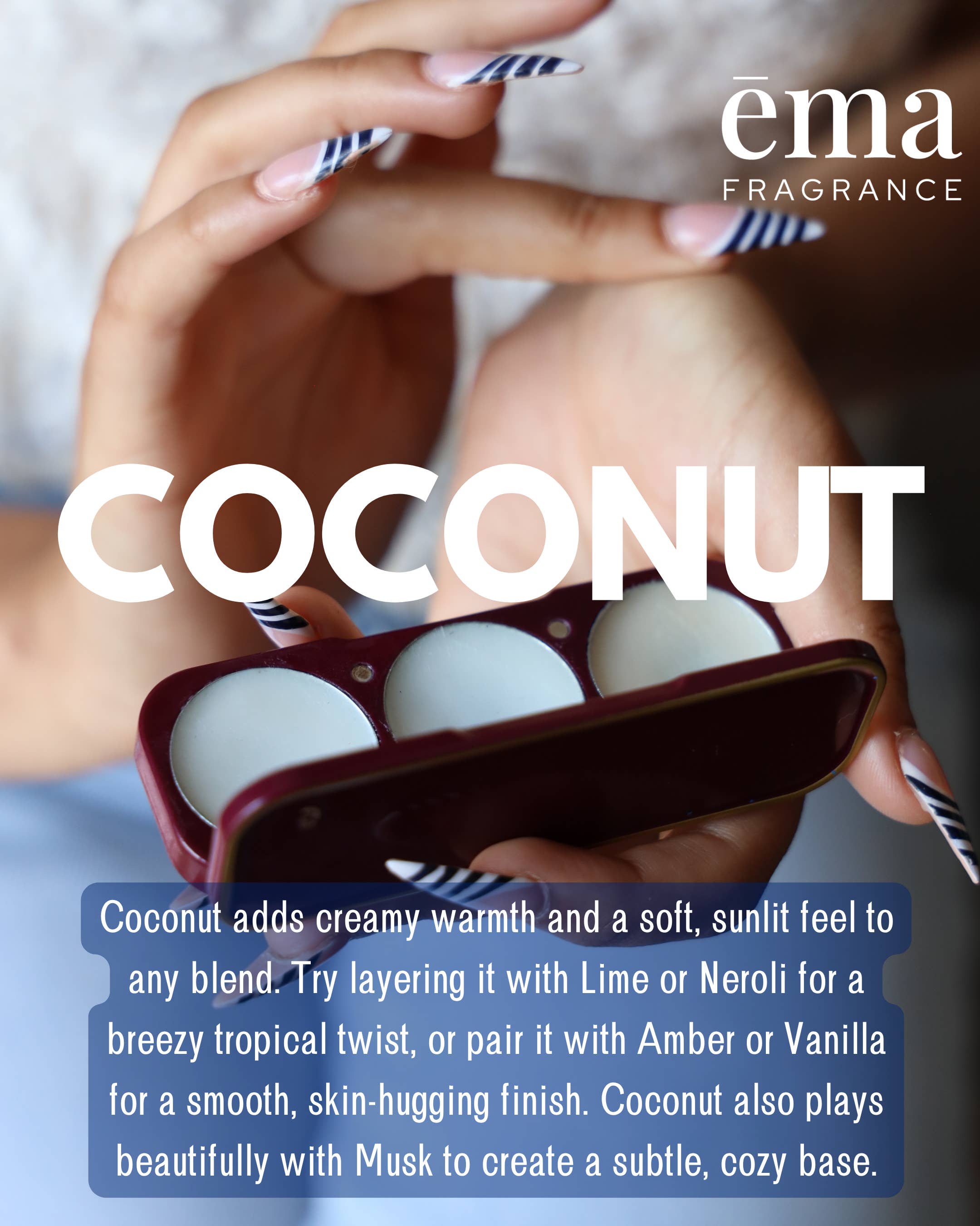 ēma fragrance - Wholesale Solid Perfume - ēma Coconut Solid Perfume Pod – Customizable Holiday Gift