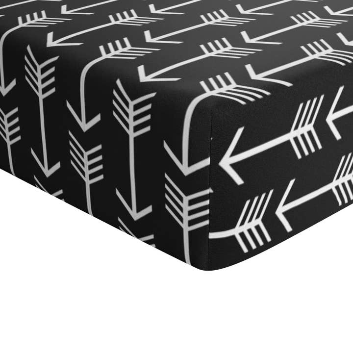 Crib Sheets 100% Cotton Black and White Arrow for wholesale by JLIKA