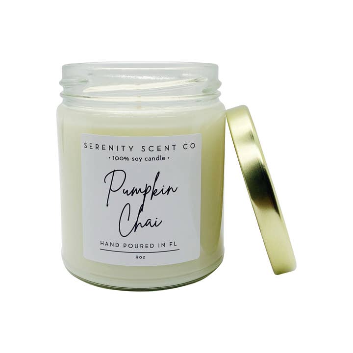 Kürbis Chai Kerze | Handgemachte Soja-Kerze | 9 Unzen Kerze für den Großhandel von Serenity Scent Co
