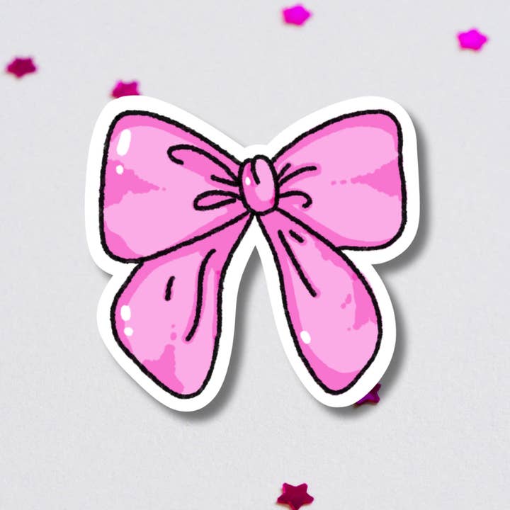 Pink Coquette Bow Vinyl Sticker for wholesale by Get Stoked