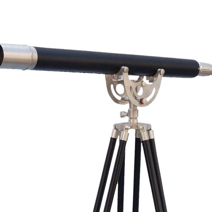 Piso em níquel escovado com telescópio de couro Anchormaster 65" por atacado de Hampton Nautical