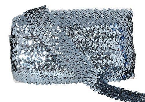 Mandala Crafts – Engroshandel Håndværk forsyninger – Mandala Håndværk Elastisk Paillet, Flad Glitter Stretch Bling Paillette Stof Bånd, Metallisk Applikation Trim Blonder til Kjole Pynt, Pandebånd53