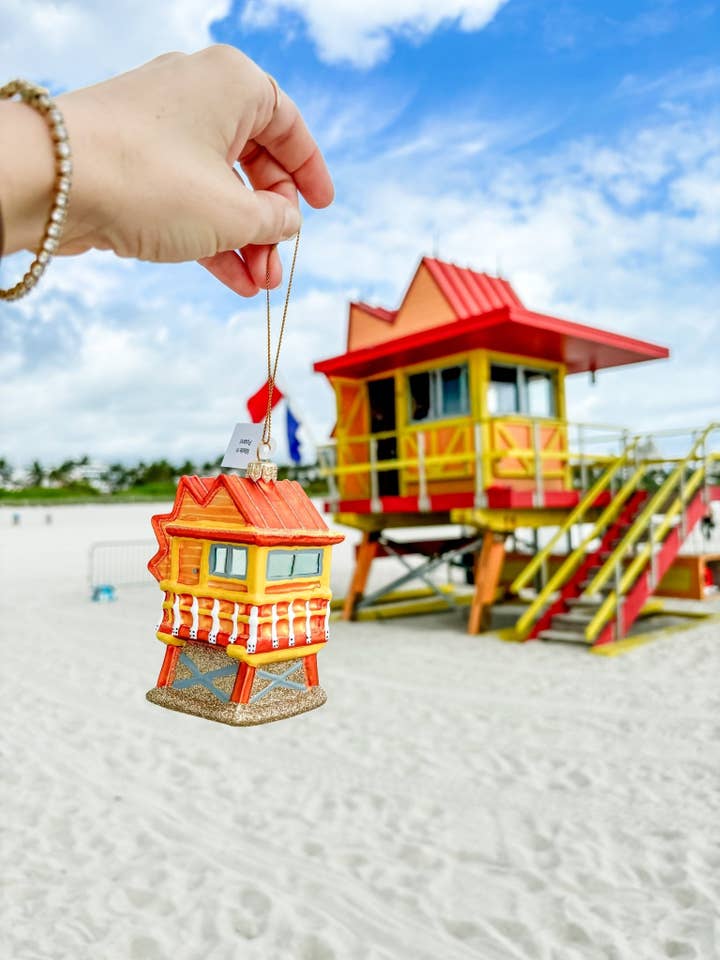 Miami Beach Lifeguard Tower Ornament (Orange) for wholesale by DECO X MIA