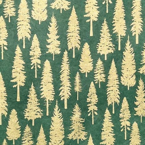 Giftsland – papel de embrulho por atacado – 20x30 Árvores florestais, papel gld/grn