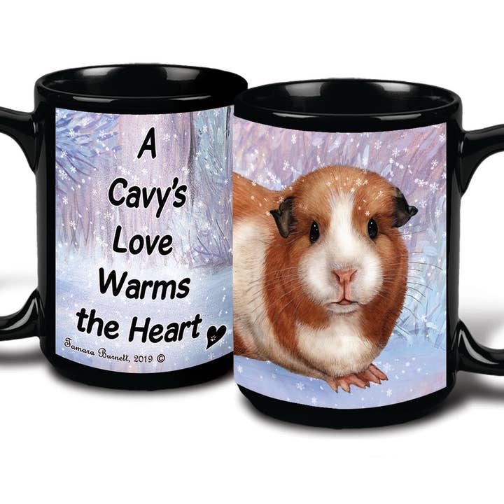 Pet Gifts USA, LLC - Vendita all'ingrosso Tazza - Tazza da caffè nera, motivo porcellino d'India americano, 425 ml