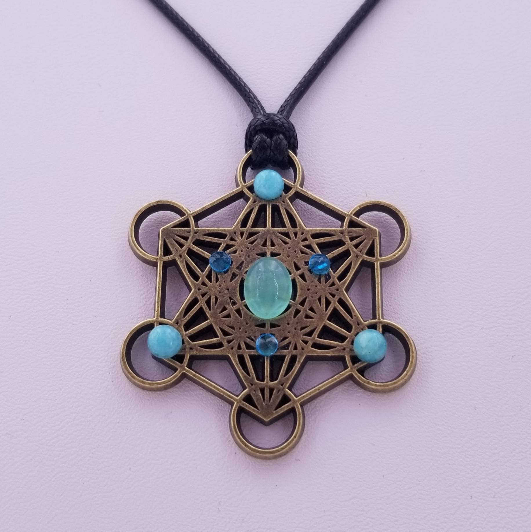 Spirit Elevations - Wholesale Pendant/Charm Necklace - Metatron Pendant Charm Sacred Geometry Crystal Grid Necklace Talisman Amazonite Pendant Blue Apatite Pendant Aqua Chalcedony3