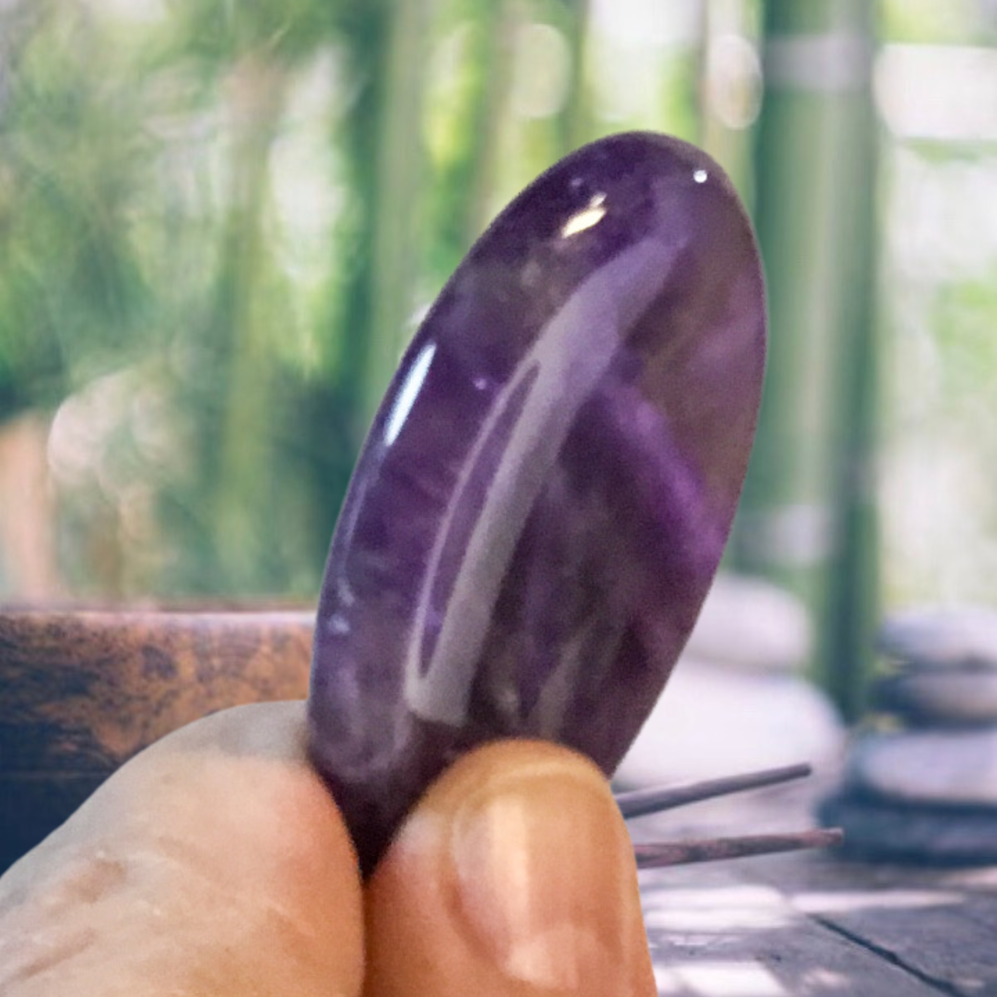 Essential Wellness - Body, Mind, Spirit - Wholesale Spiritual Stone/Crystal - AMETHYST Worry Stone with Information Card Option3