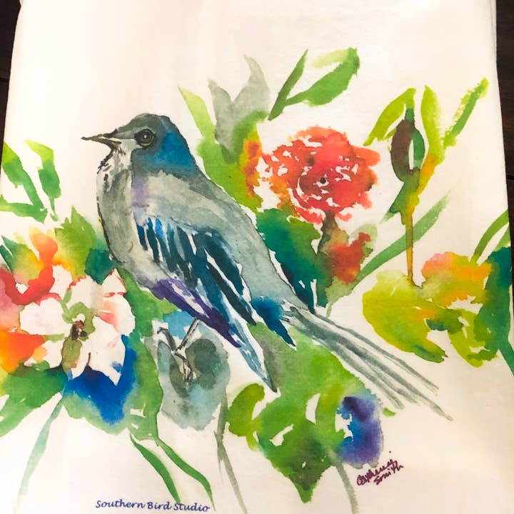 Southern Bird Studio - Wholesale Tea Towel - Mockingbird Tea Towel2