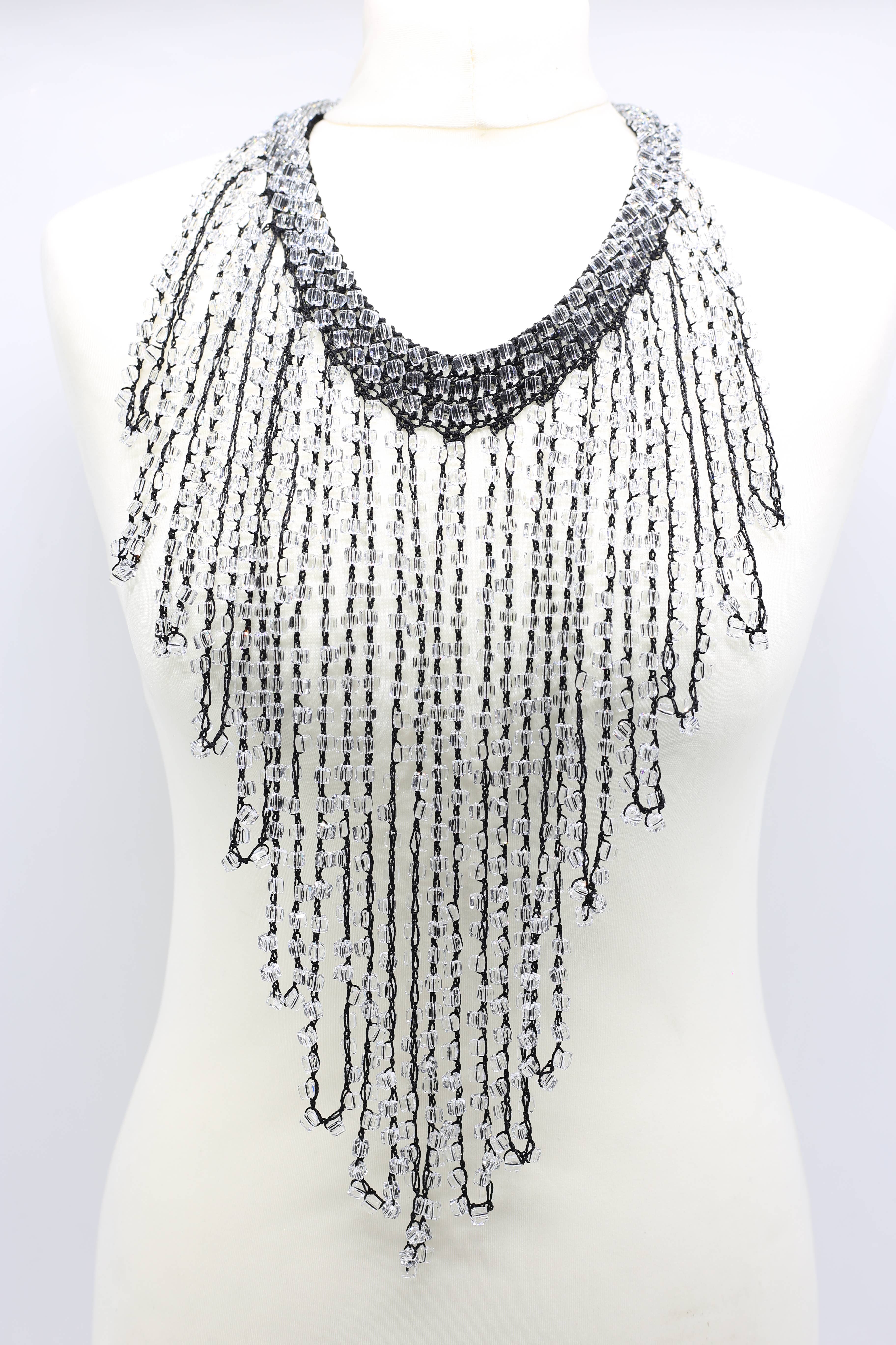 Jianhui London - Wholesale Bib Necklace - 6 x 6 Crystal Fringe Necklaces - Long Tassle5