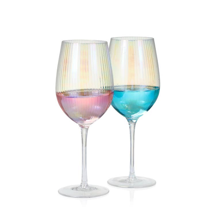Iridescent Stemmed Wine Glass set of 2/4 for wholesale by Everest Global