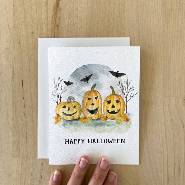 Halloween-kaart | Happy Halloween Pumpkins voor wholesale door The Lighthouse Sketchbook