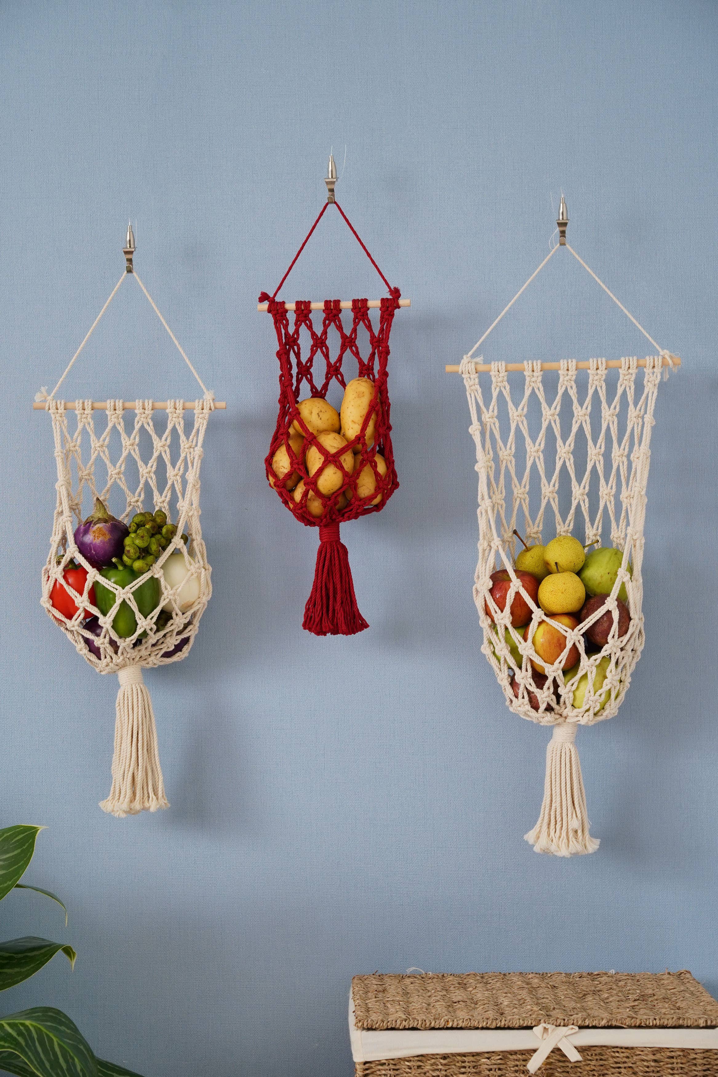 BeanDaikon – wholesale Kitchen storage/organiser – Macrame Fruit Hanger H075