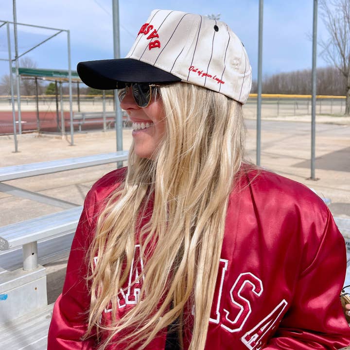 KENZKUSTOMZ - Wholesale Trucker Hat - Women's - BASEBALL - Red on Black Stripe Vintage Hat