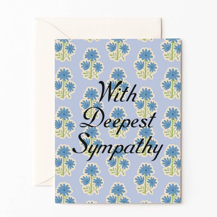 With Deepest Sympathy Block Print Card for wholesale by Olive and Lu Paper