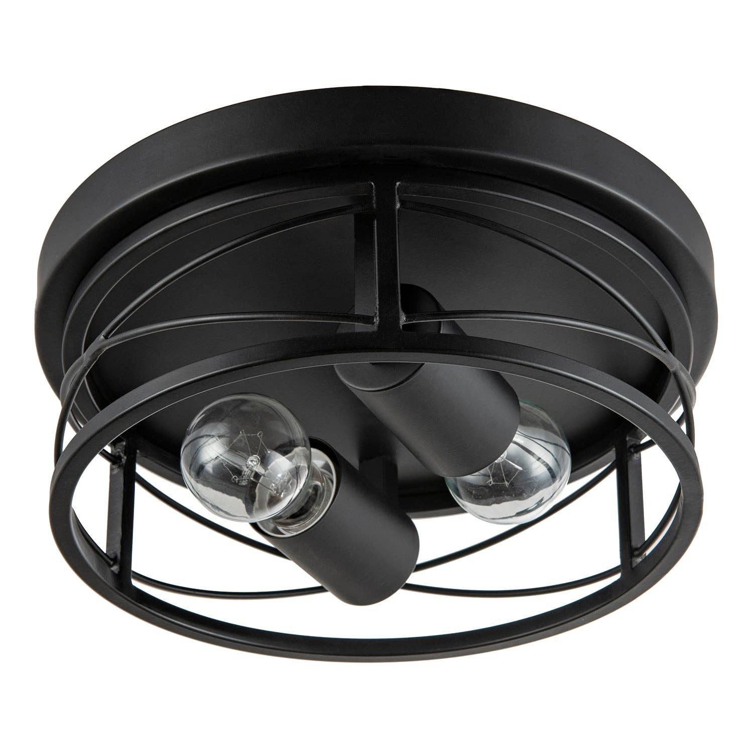 Happy Homewares – wholesale Chandelier/hanging light – Industrial Vintage Black Round Flush Ceiling Light with Wire Design2