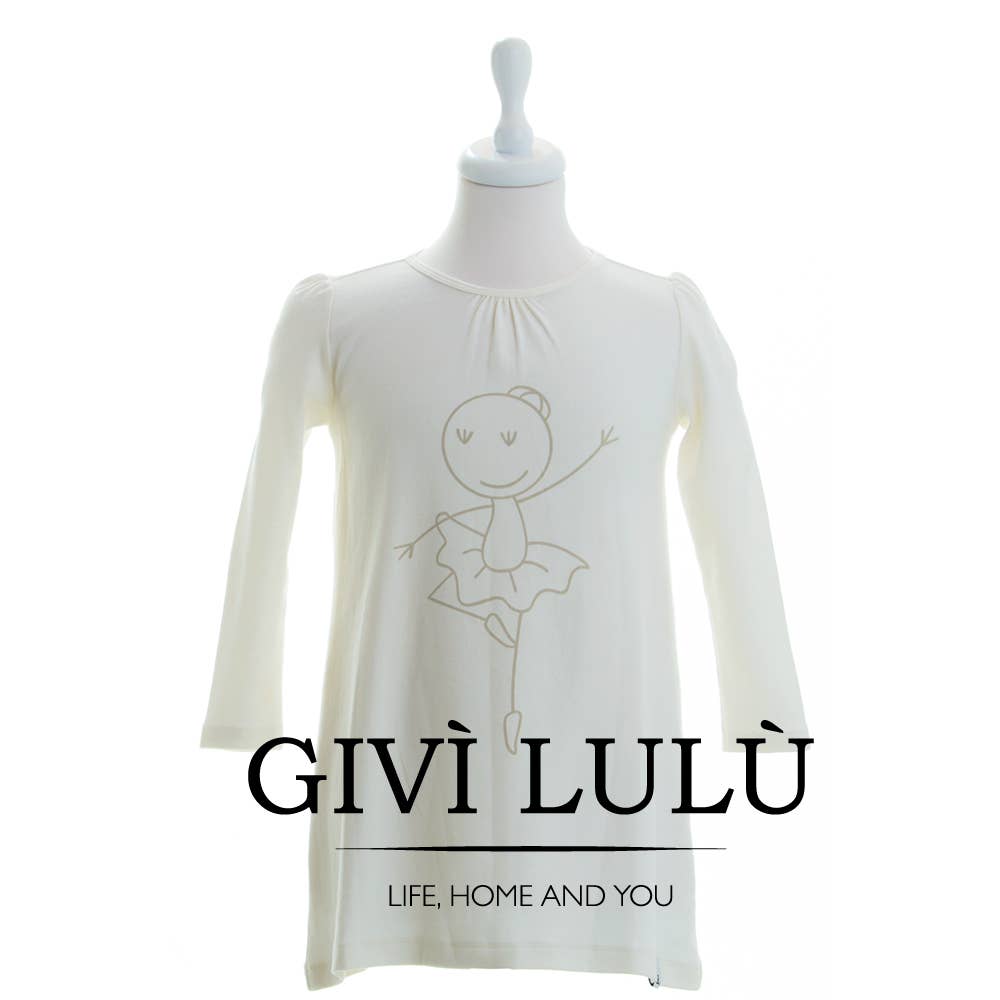 Givì Lulù by Vittorio Ursini & Son - Wholesale Nightdress - Kids - Girls' Nightgown, Ballerina Print - New White0