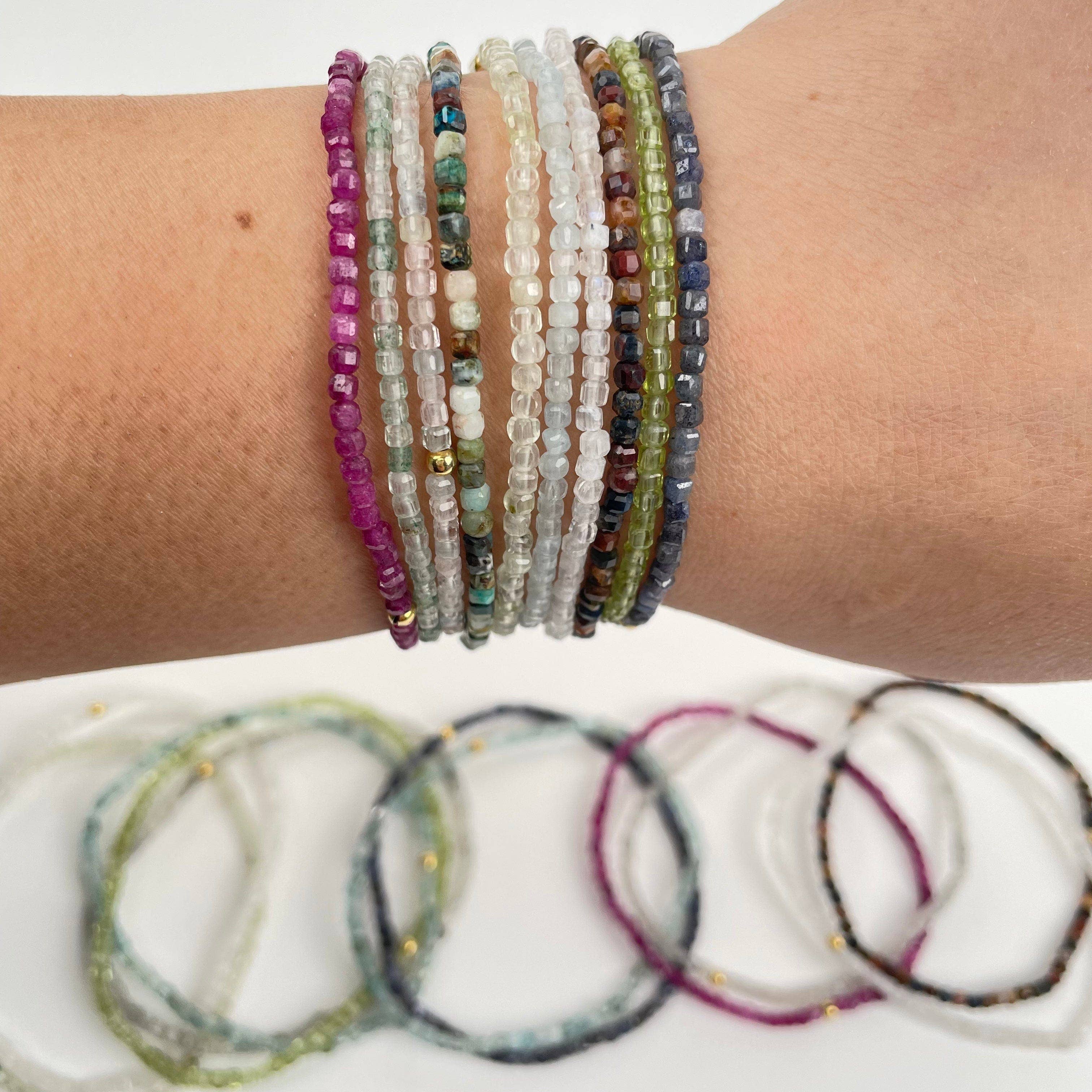 Rock Paradise - Venta al por mayor Pulsera de cuentas - Pulseras de piedras preciosas de cristal - cubos facetados de alta calidad de 2 mm4