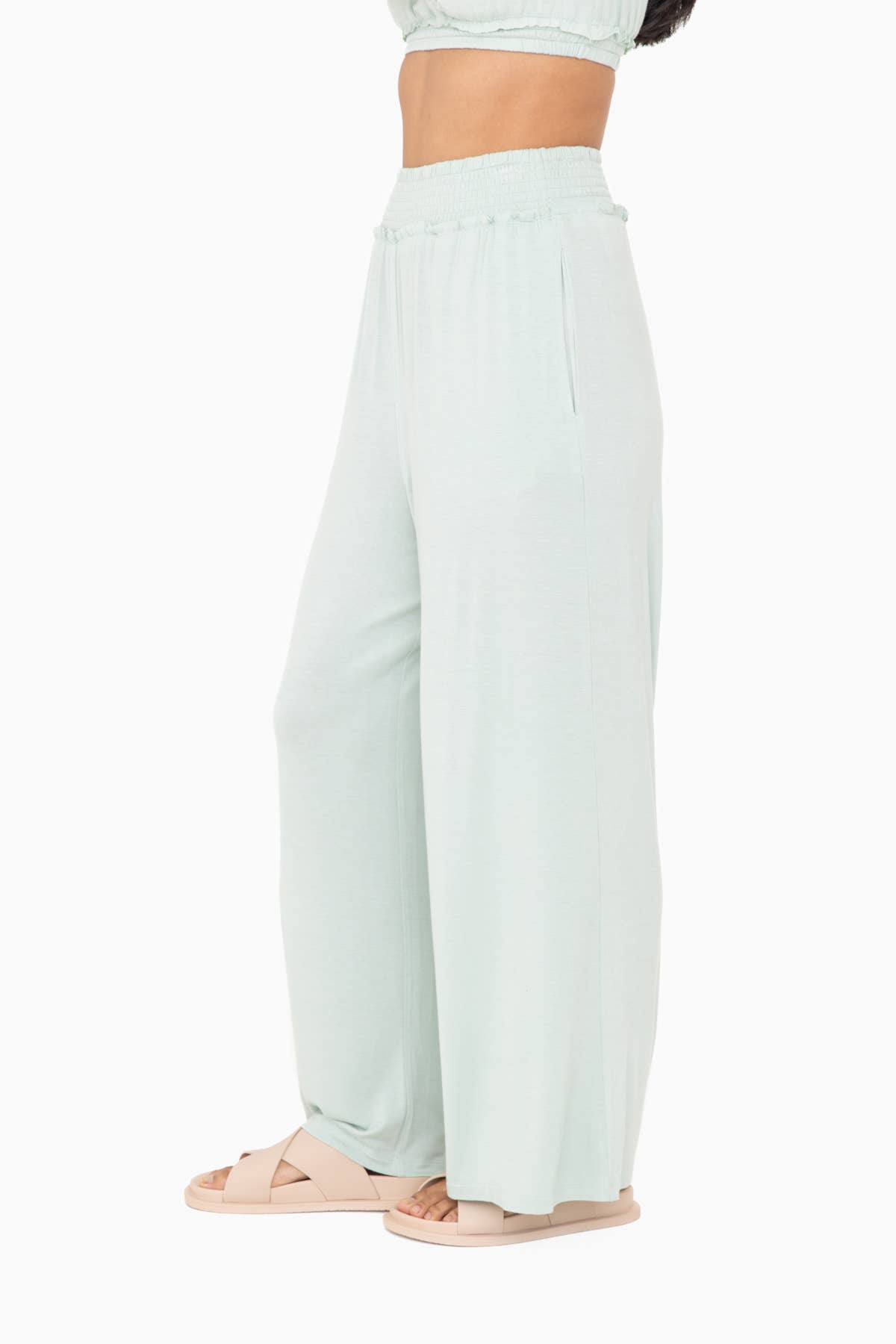 Mono B - Wholesale Pants - Women's - Smocked Waist Wide-Leg Pants2