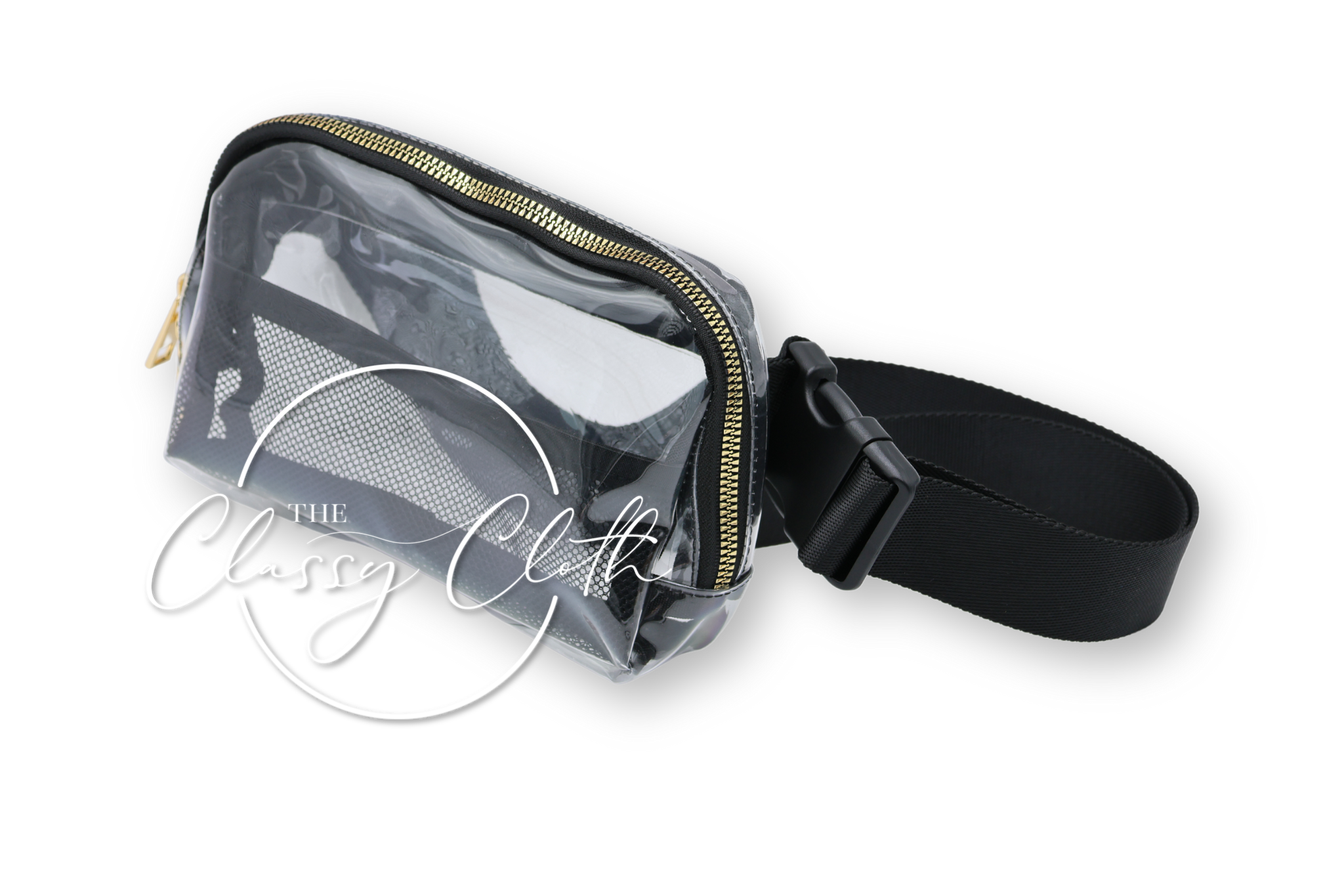 The Classy Cloth WS - Wholesale Belt Bag - Women's - Stadium Clear Belt Bag - Black RTS9