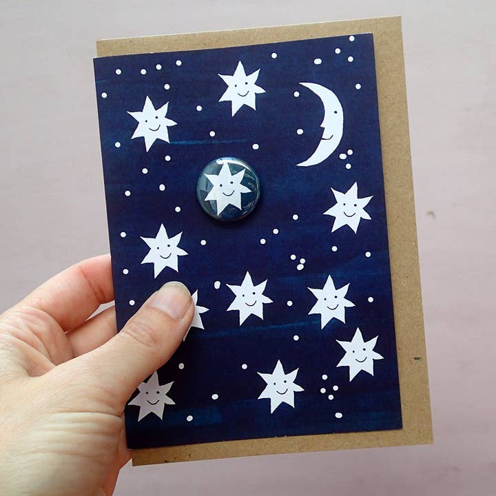 The Black Rabbit - Wholesale Everyday Greeting Card - Happy Stars - Greeting card with badge3