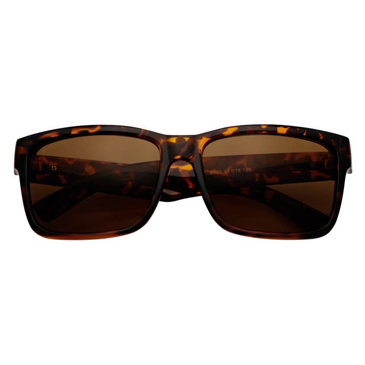 ENZO - Modern Sports Thick Square Sunglasses Tortoise Shell Brown Tint for wholesale by Morspecs