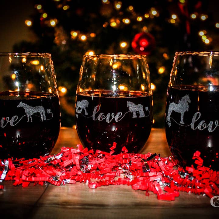 Classy Equine - Wholesale Wine Glass - Quarter Horse Love Stemless Wine Glass4