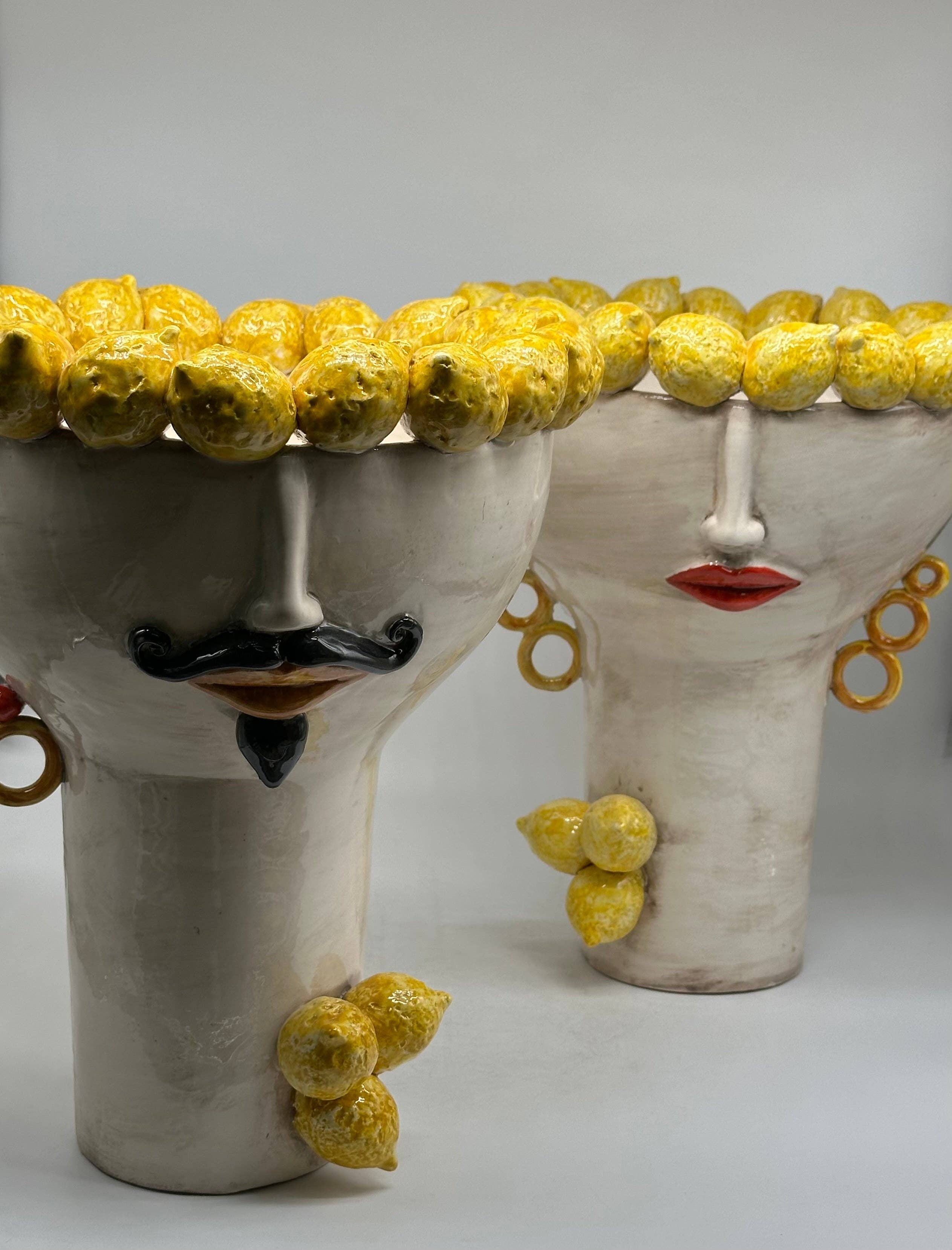DD Ceramiche Siciliane - Wholesale Vase - Moorish Heads Citrus Ceramic Caltagirone cm H.35 L.28 Handmade7