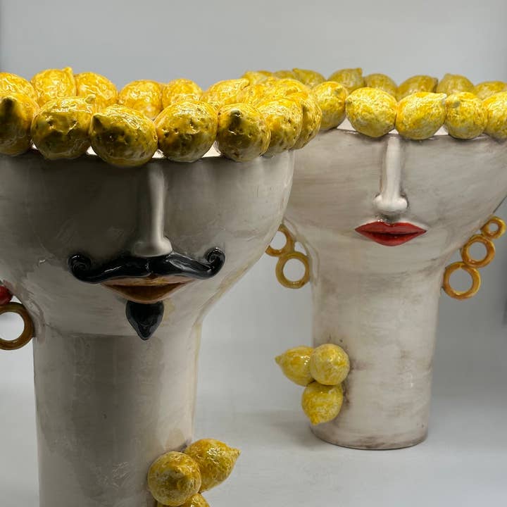 DD Ceramiche Siciliane - Wholesale Vase - Moorish Heads Citrus Ceramic Caltagirone cm H.35 L.28 Handmade7