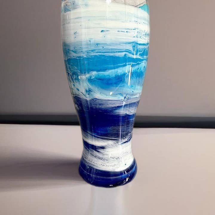Whimsy and Willow – wholesale Wine glass – Blue Waves Wine Glasses and Drinkware-Handmade