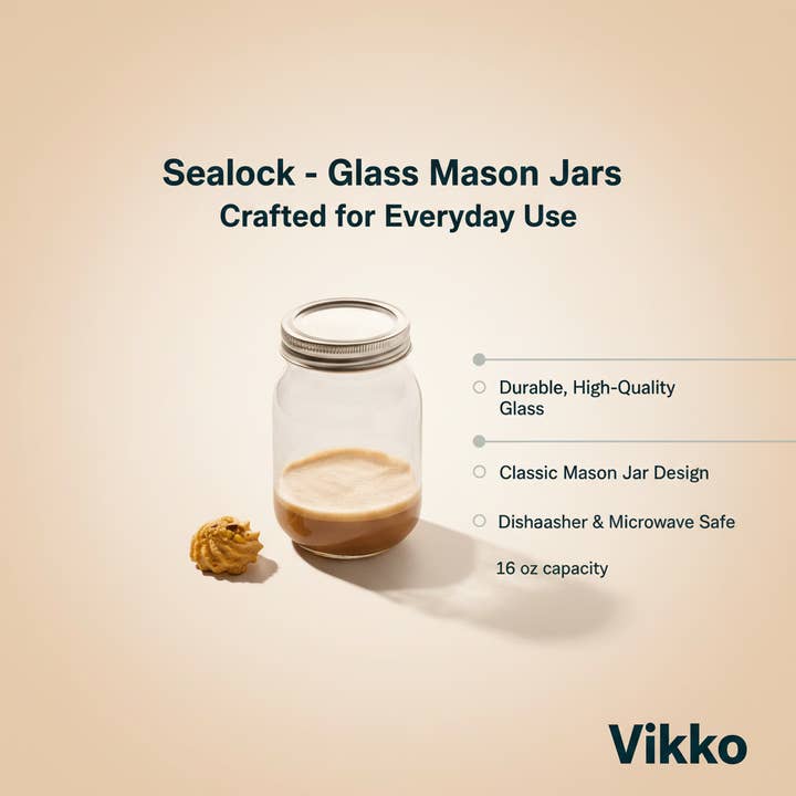 Kadra Kitchenware - Wholesale Jar - Sealock - Glass Mason Jars , 16 oz3