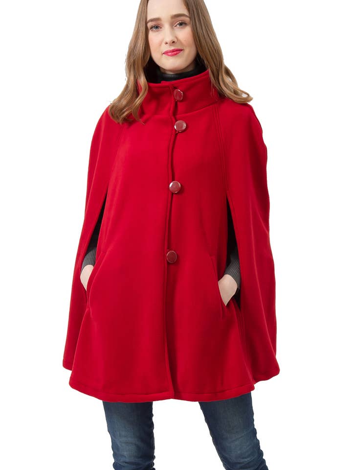 Jasper Trading LLC - Wholesale Coat - Women's - S1322_RED Womens Cape Poncho Coat
