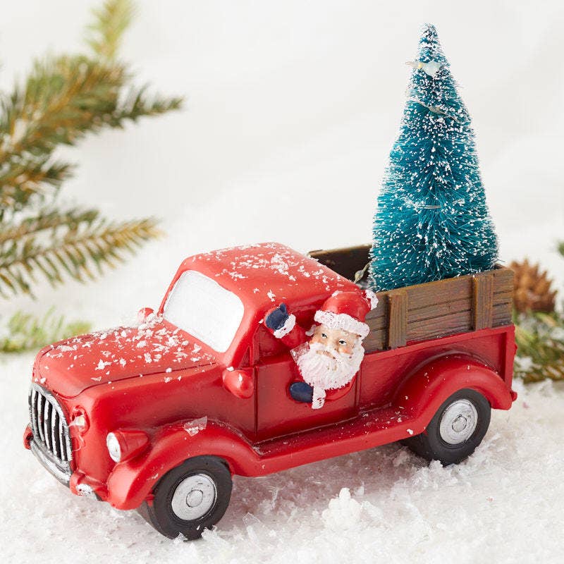 Factory Direct Craft - Venta al por mayor Decoración navideña - Camión de reparto de árboles de Navidad con luces LED y Papá Noel1